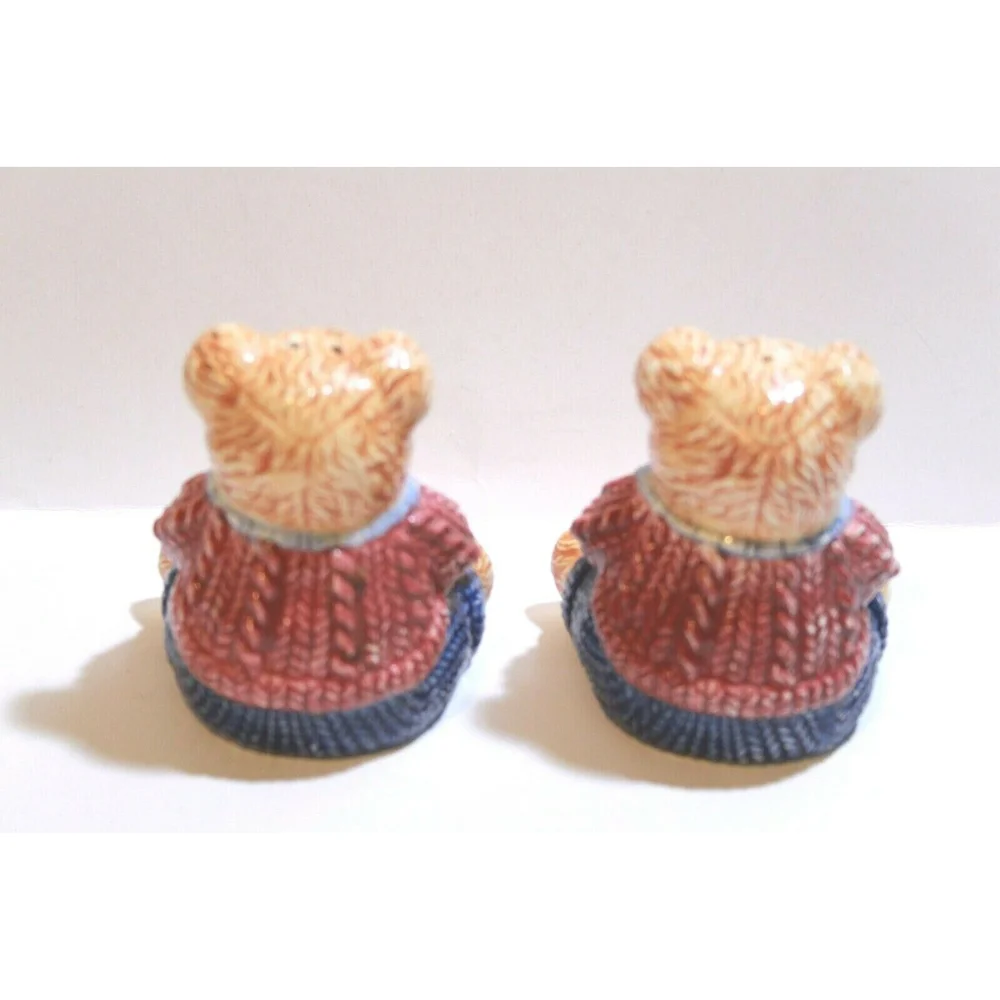 CIB Salt Pepper Shakers Ceramic Hand Painted Parent Bears Holding Baby Bears